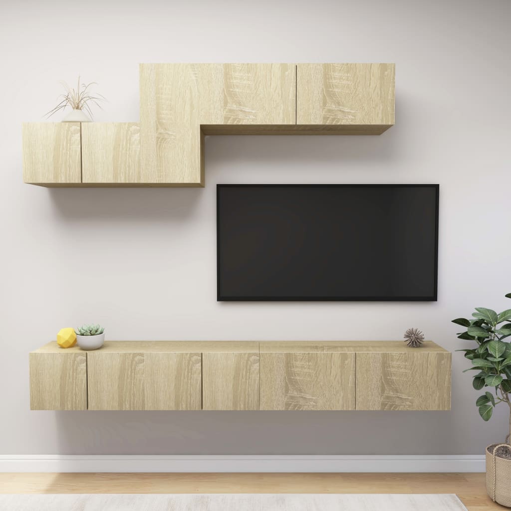 7 Piece Tv Cabinet Set Engineered Wood