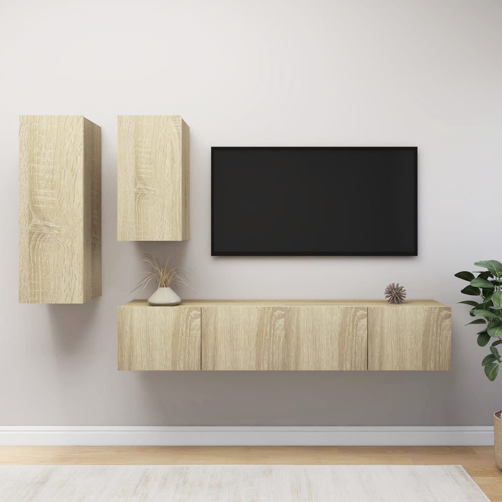 4 Piece Tv Cabinet Set Engineered Wood