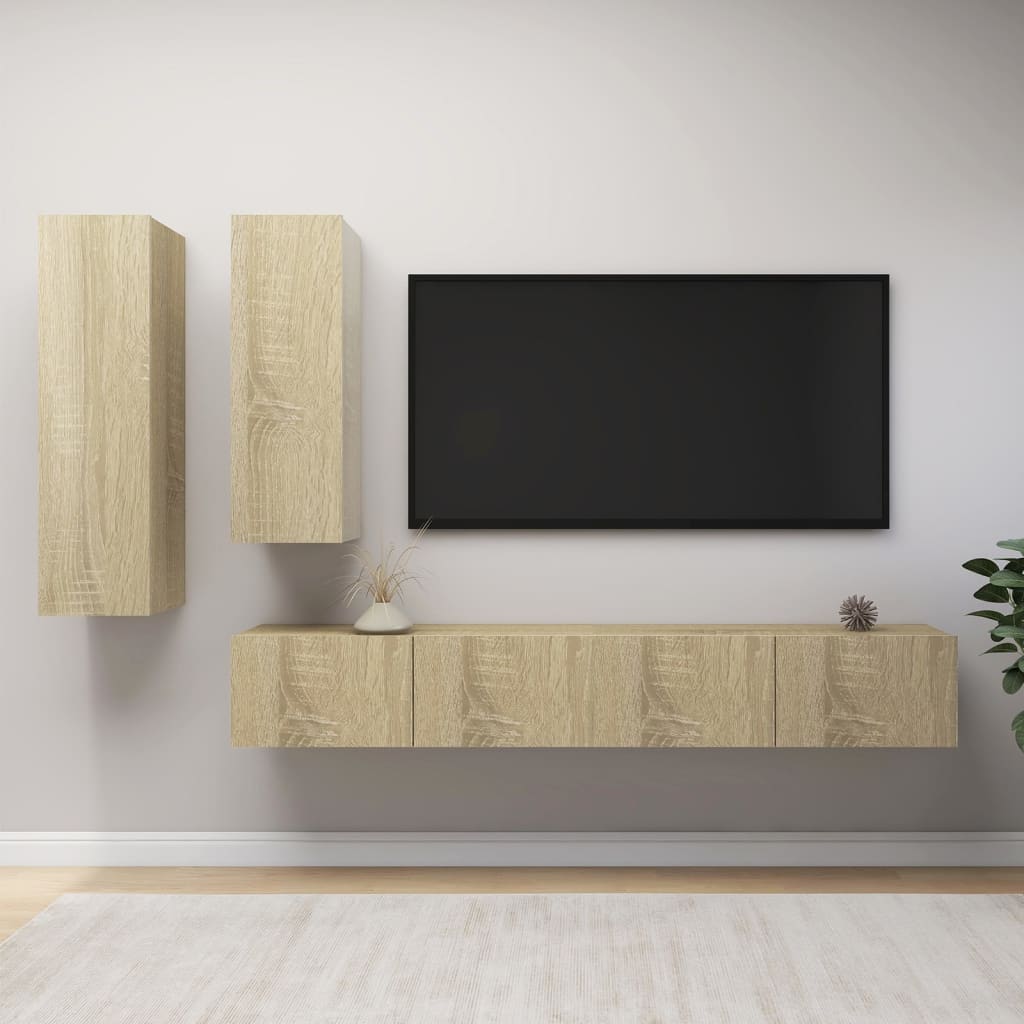 4 Piece Tv Cabinet Set Engineered Wood