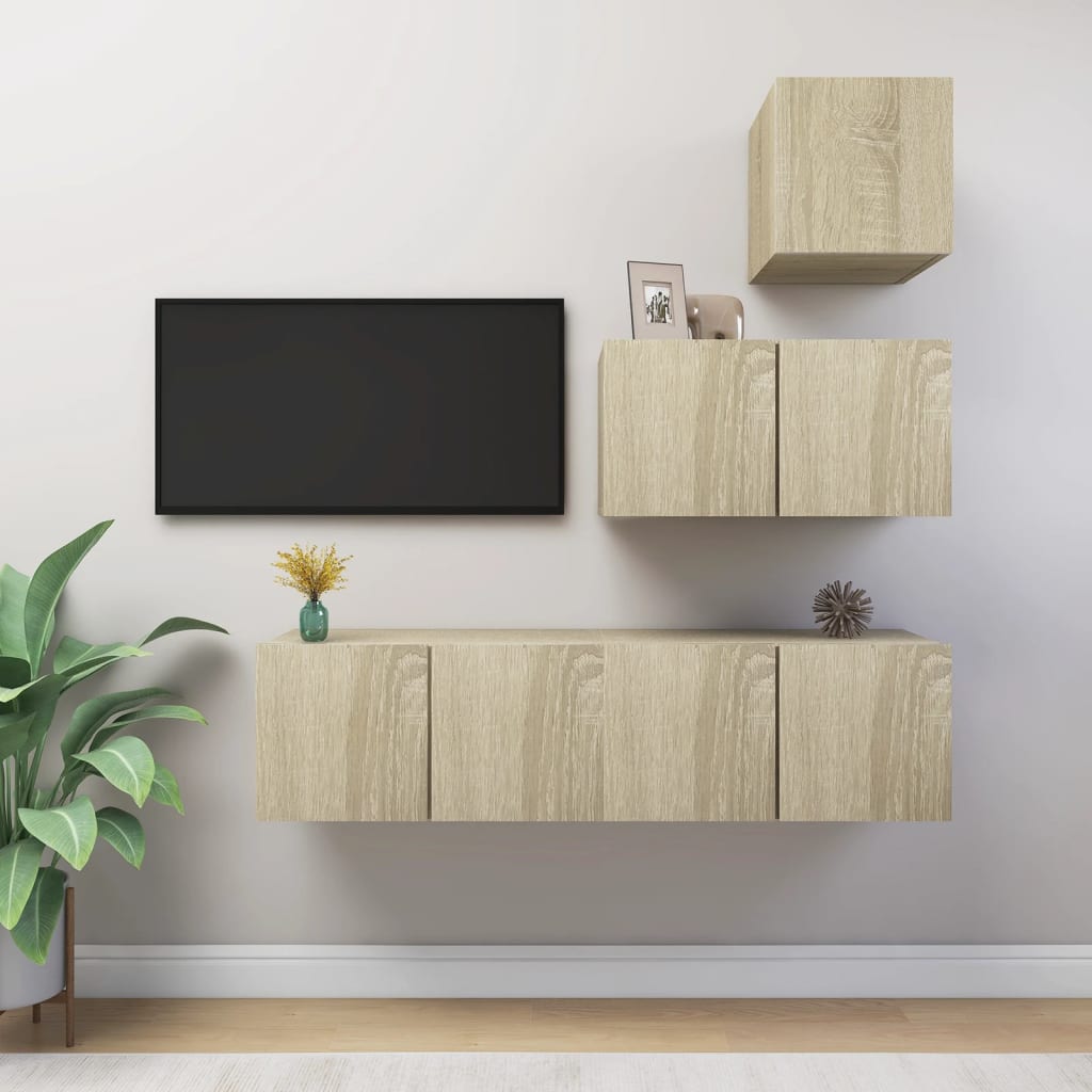 4 Piece Tv Cabinet Set Engineered Wood