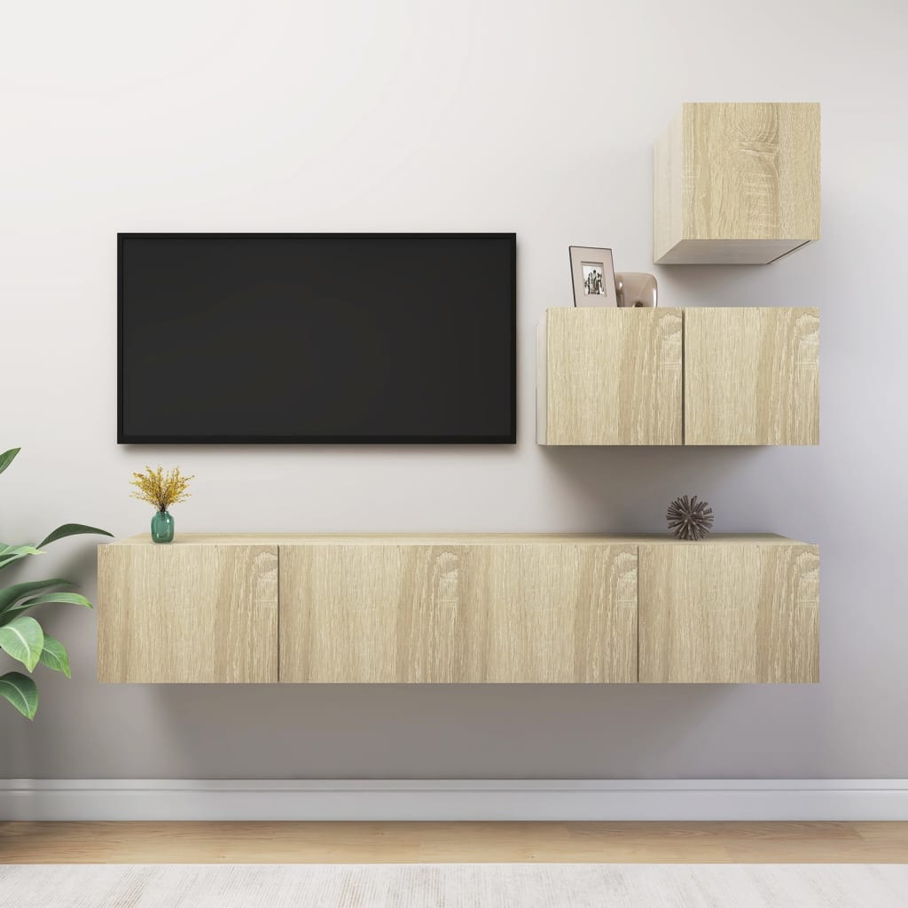4 Piece Tv Cabinet Set Engineered Wood