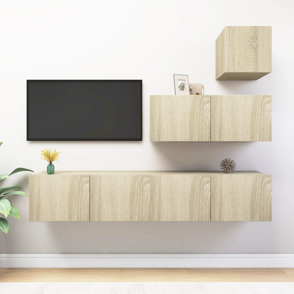 4 Piece Tv Cabinet Set Engineered Wood