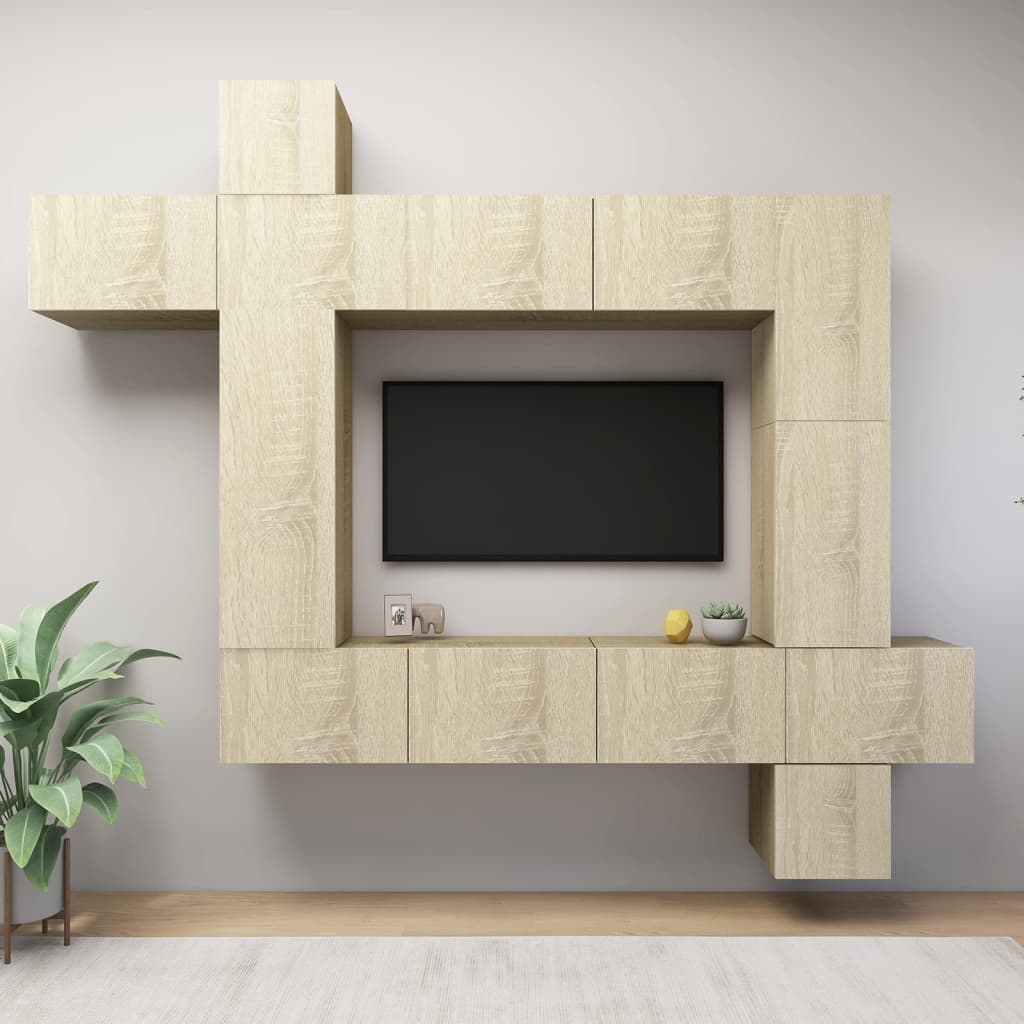 9 Piece Tv Cabinet Set Engineered Wood