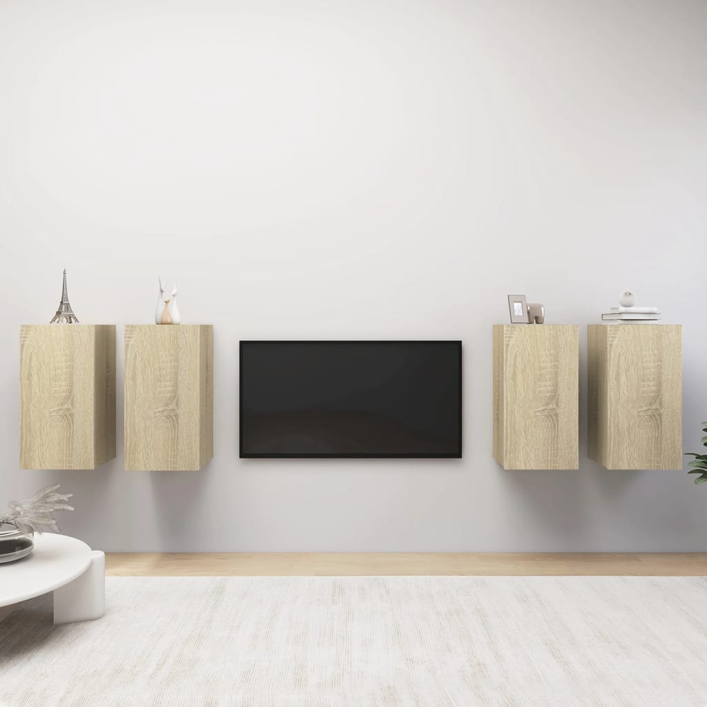 4 Piece Tv Cabinet Set 30.5X30X Engineered Wood,  Wall-Mounted Tv Cabinets - 2 Pcs , 30.5X30X, Made From Engineered Wood