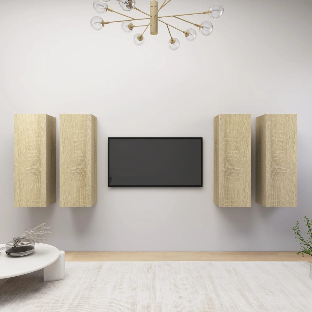 4 Piece Tv Cabinet Set 30.5X30X Engineered Wood,  Wall-Mounted Tv Cabinets - 2 Pcs , 30.5X30X, Made From Engineered Wood
