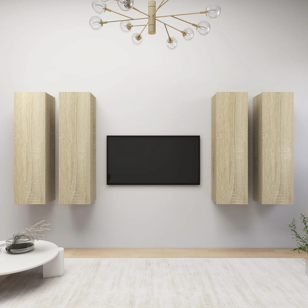 4 Piece Tv Cabinet Set 30.5X30X Engineered Wood,  Wall-Mounted Tv Cabinets - 2 Pcs , 30.5X30X, Made From Engineered Wood