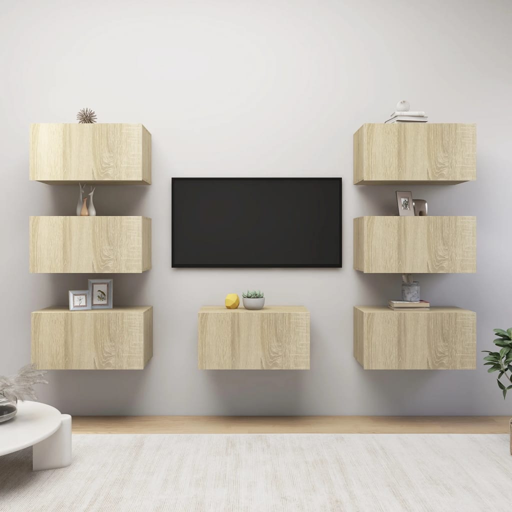 Tv Cabinets 7 Pcs 30.5X30X60 Cm Engineered Wood