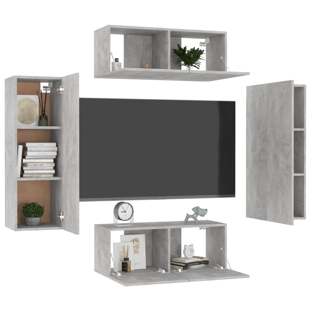 4 Piece Tv Cabinet Set Engineered Wood