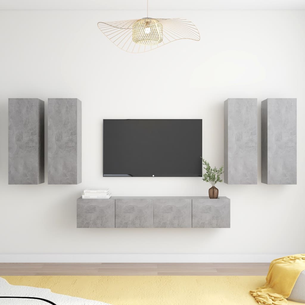 6 Piece Tv Cabinet Set Wall-Mounted Engineered Wood,  Tv Stand 80X30X30 Cm Made Of Engineered Wood,  Wall-Mounted Tv Cabinets - 2 Pcs , 30.5X30X, Made From Engineered Wood