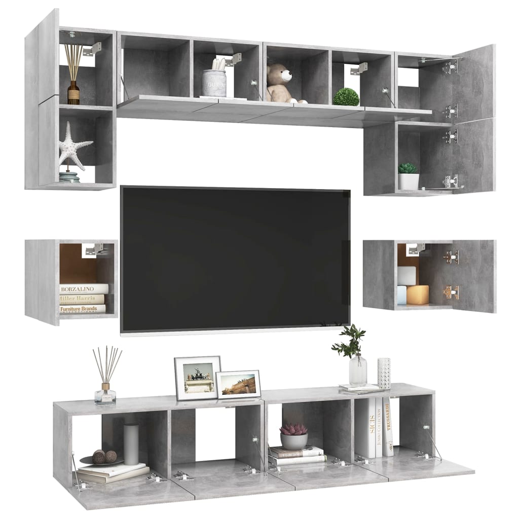 8 Piece Tv Cabinet Set Engineered Wood