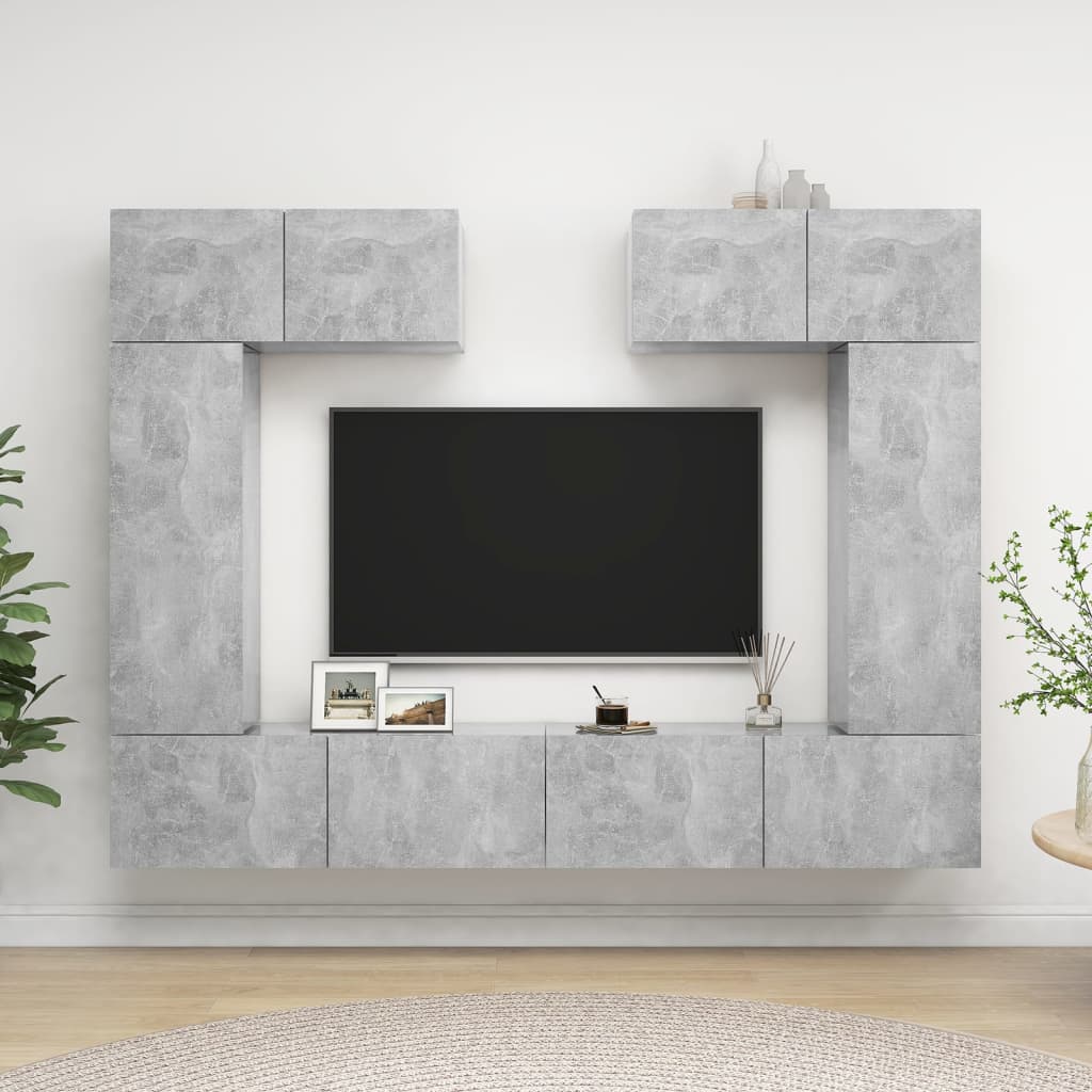 6 Piece Tv Cabinet Set - Engineered Wood In Old Wood Finish,  Tv Stand 80X30X30 Cm - Made From Engineered Wood,  Wall-Mounted Tv Cabinets - 2 Pcs In , 30.5X30X, Made From Engineered Wood,  Wall-Mounted Tv Cabinet 100X30X30 Cm - Made From Engineered Wood