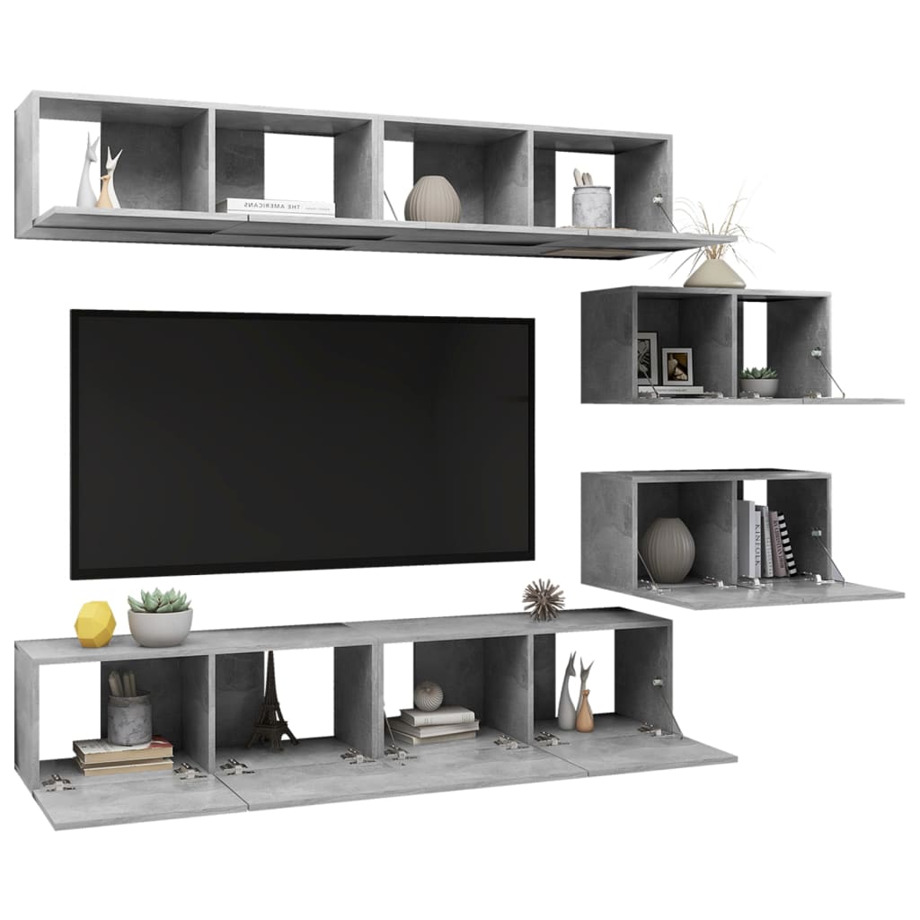 6 Piece Tv Cabinet Set Engineered Wood