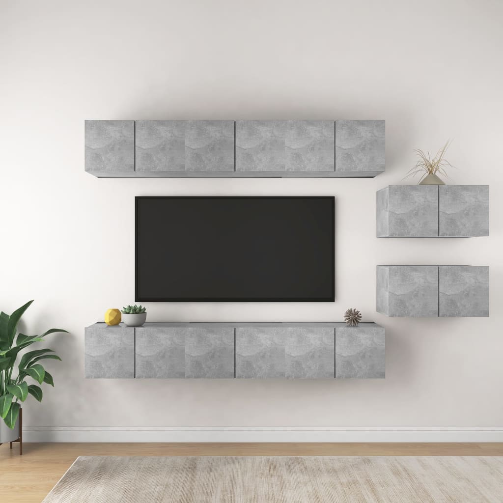 6 Piece Tv Cabinet Set Engineered Wood
