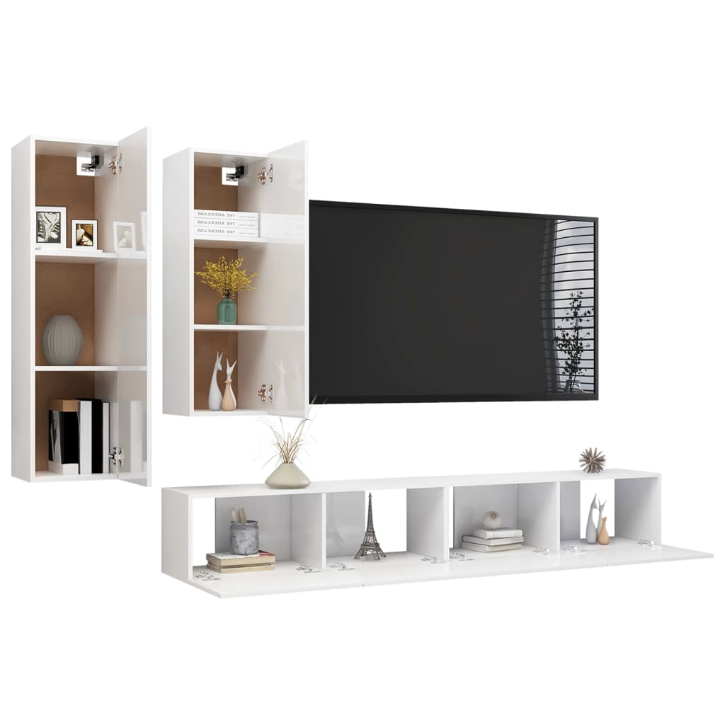 4 Piece Tv Cabinet Set Engineered Wood