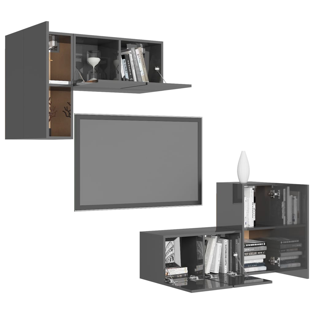4 Piece Tv Cabinet Set Engineered Wood
