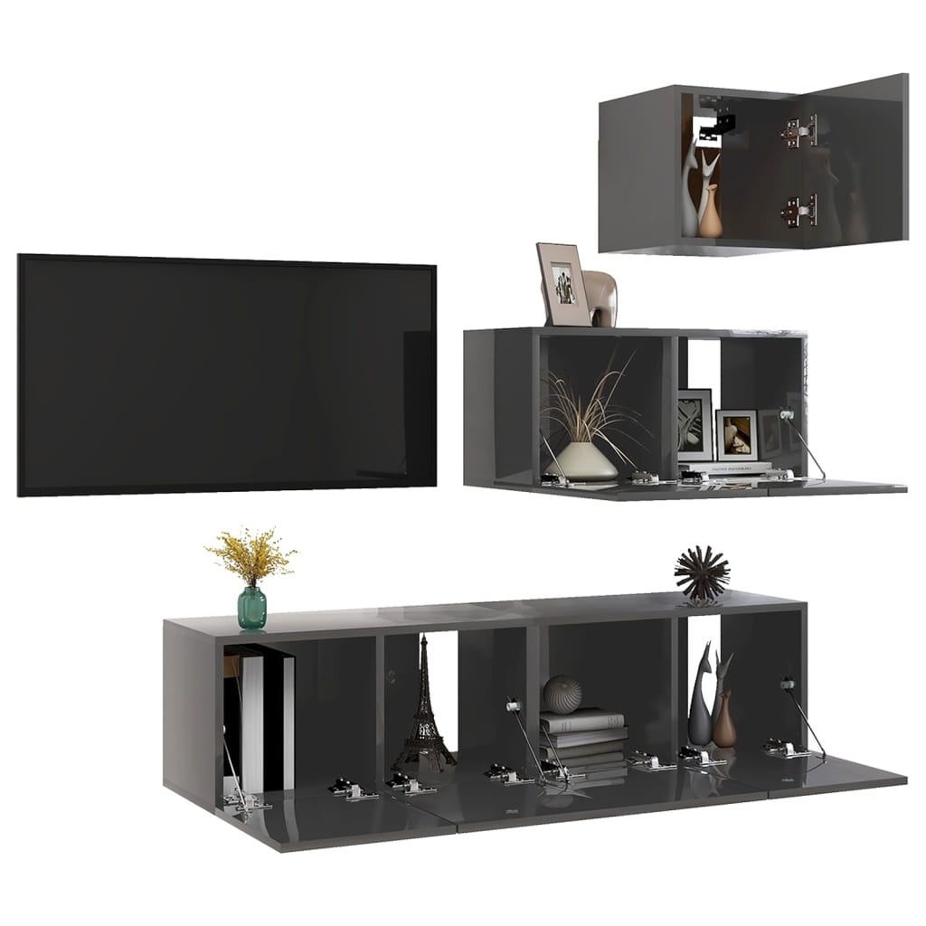 4 Piece Tv Cabinet Set Engineered Wood