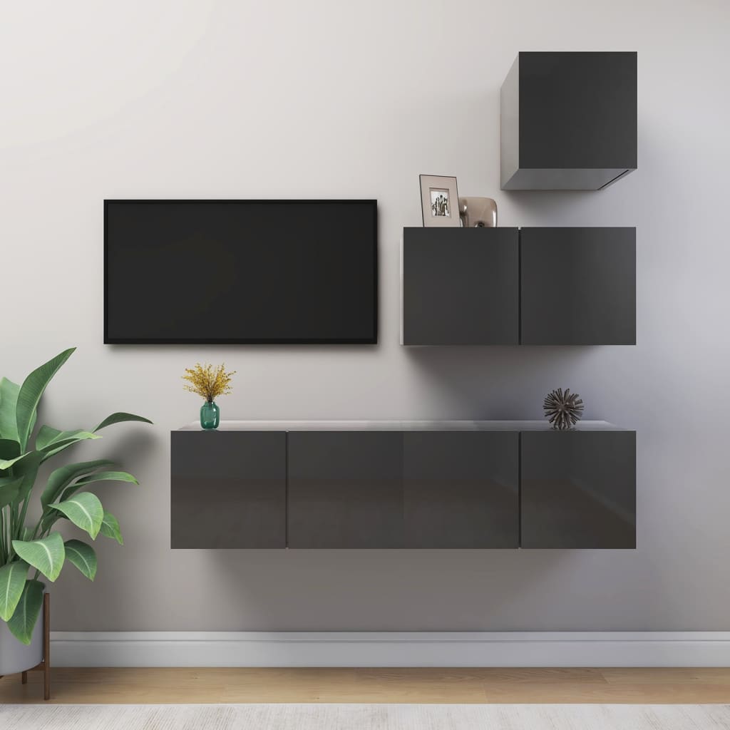 4 Piece Tv Cabinet Set Engineered Wood