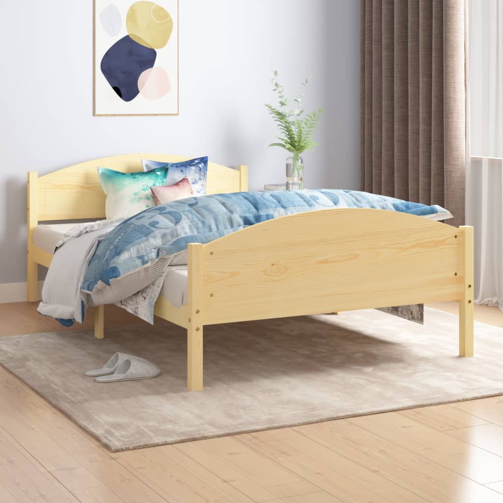 Bed Frame Without Mattress Solid Pine Wood 160X200Cm