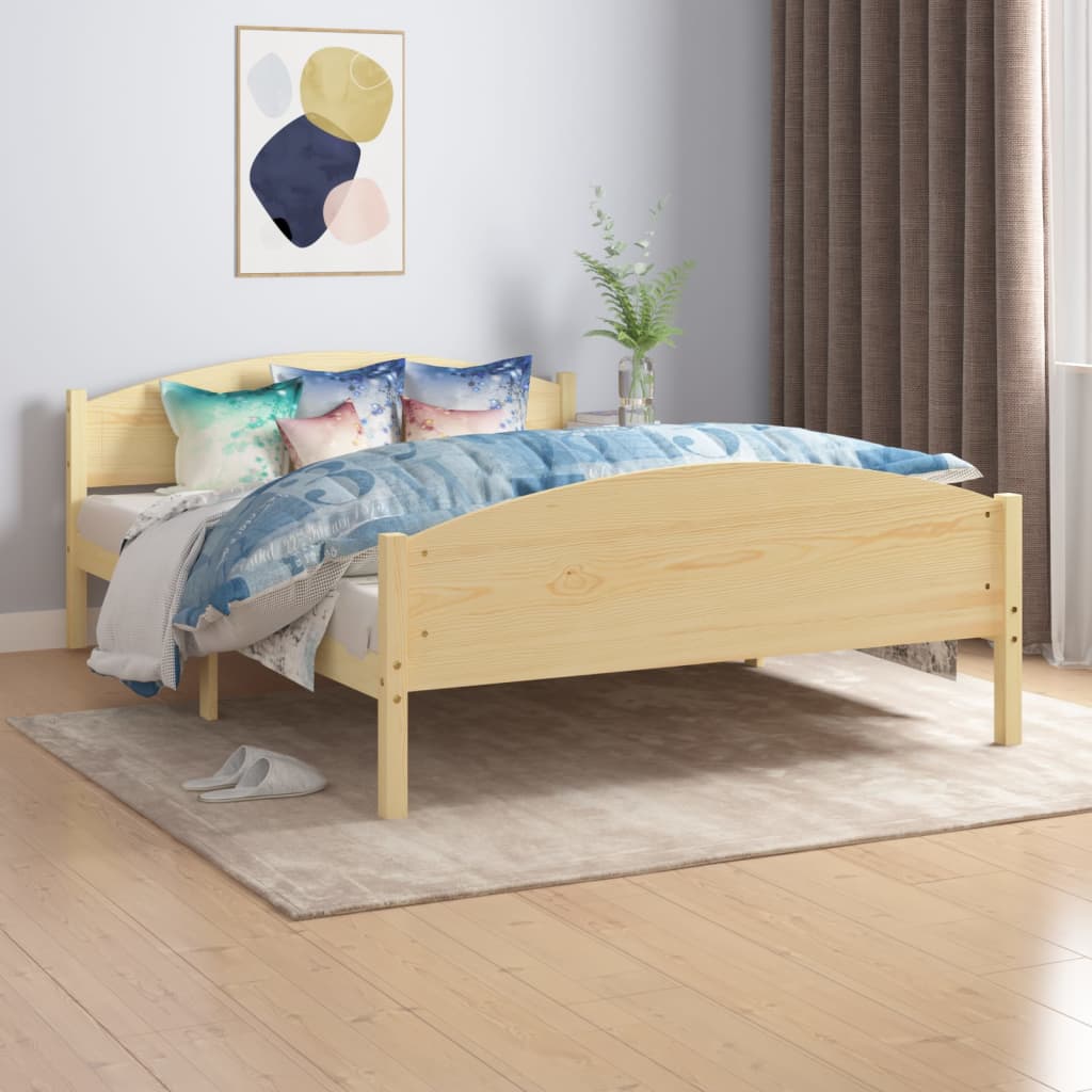 Bed Frame Without Mattress Solid Pine Wood 160X200Cm
