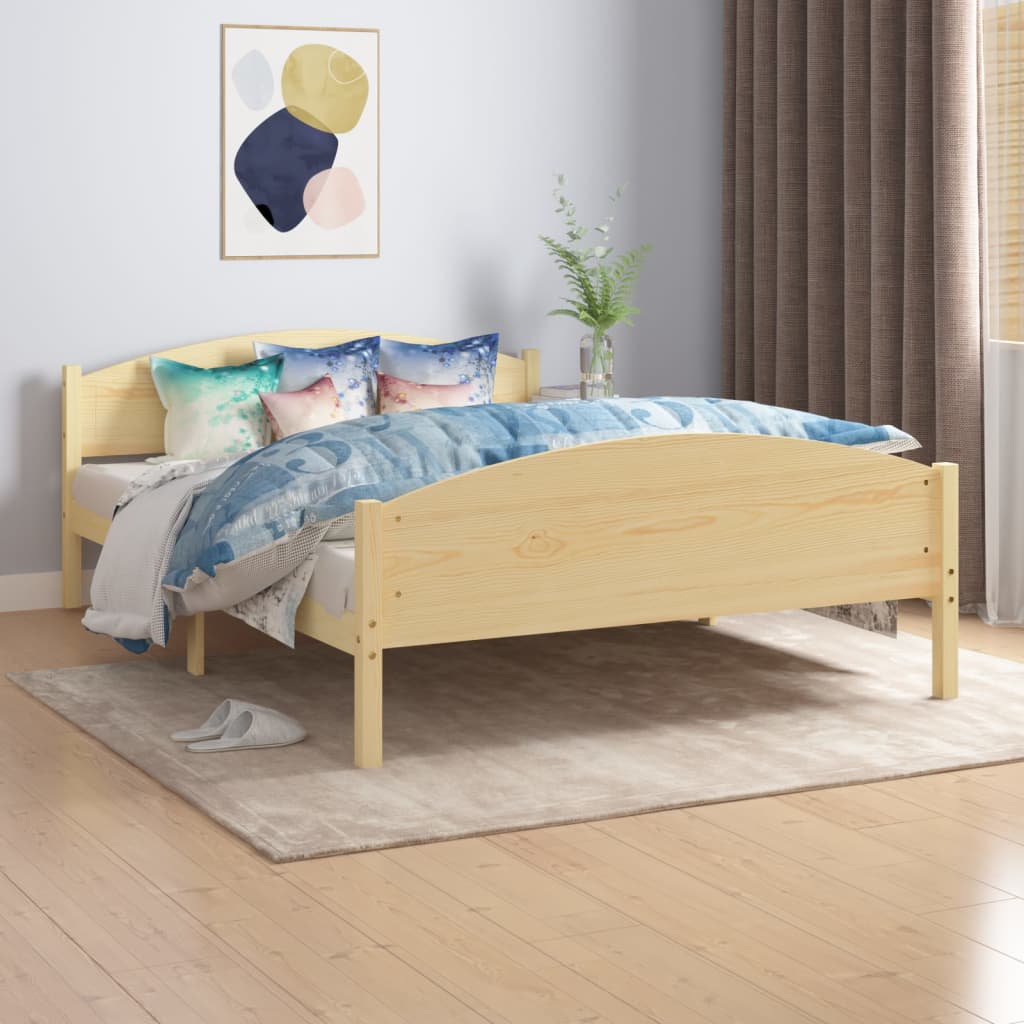 Bed Frame Without Mattress Solid Pine Wood 160X200Cm