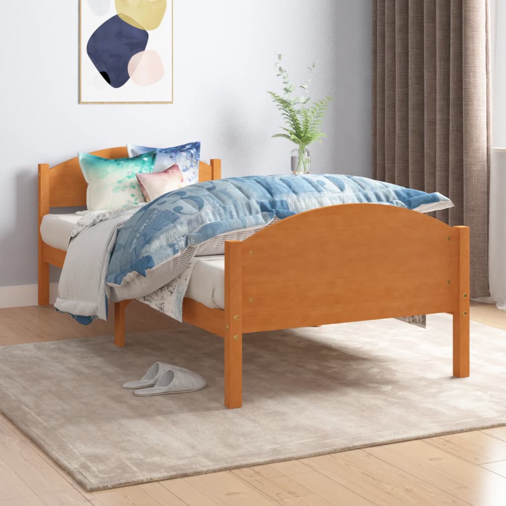 Bed Frame Without Mattress Solid Pine Wood 160X200Cm