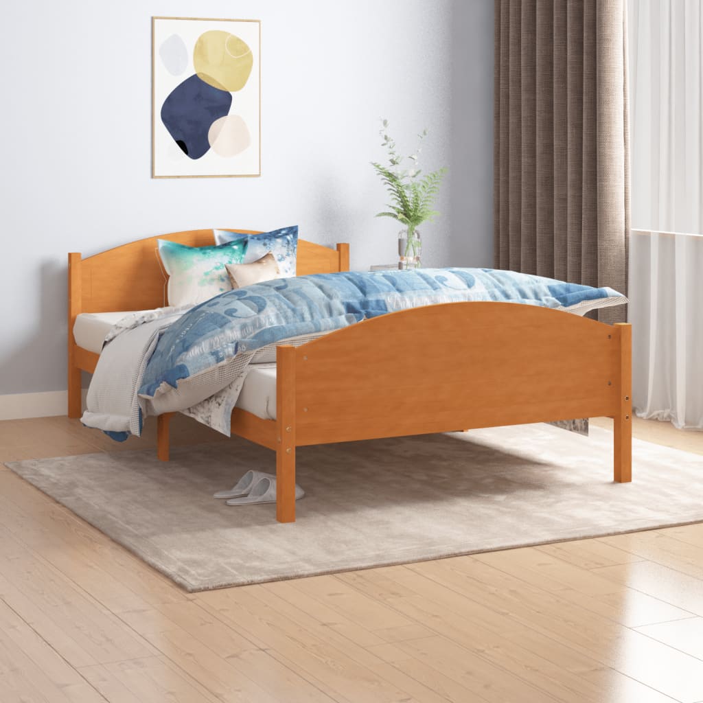 Bed Frame Without Mattress Solid Pine Wood 160X200Cm