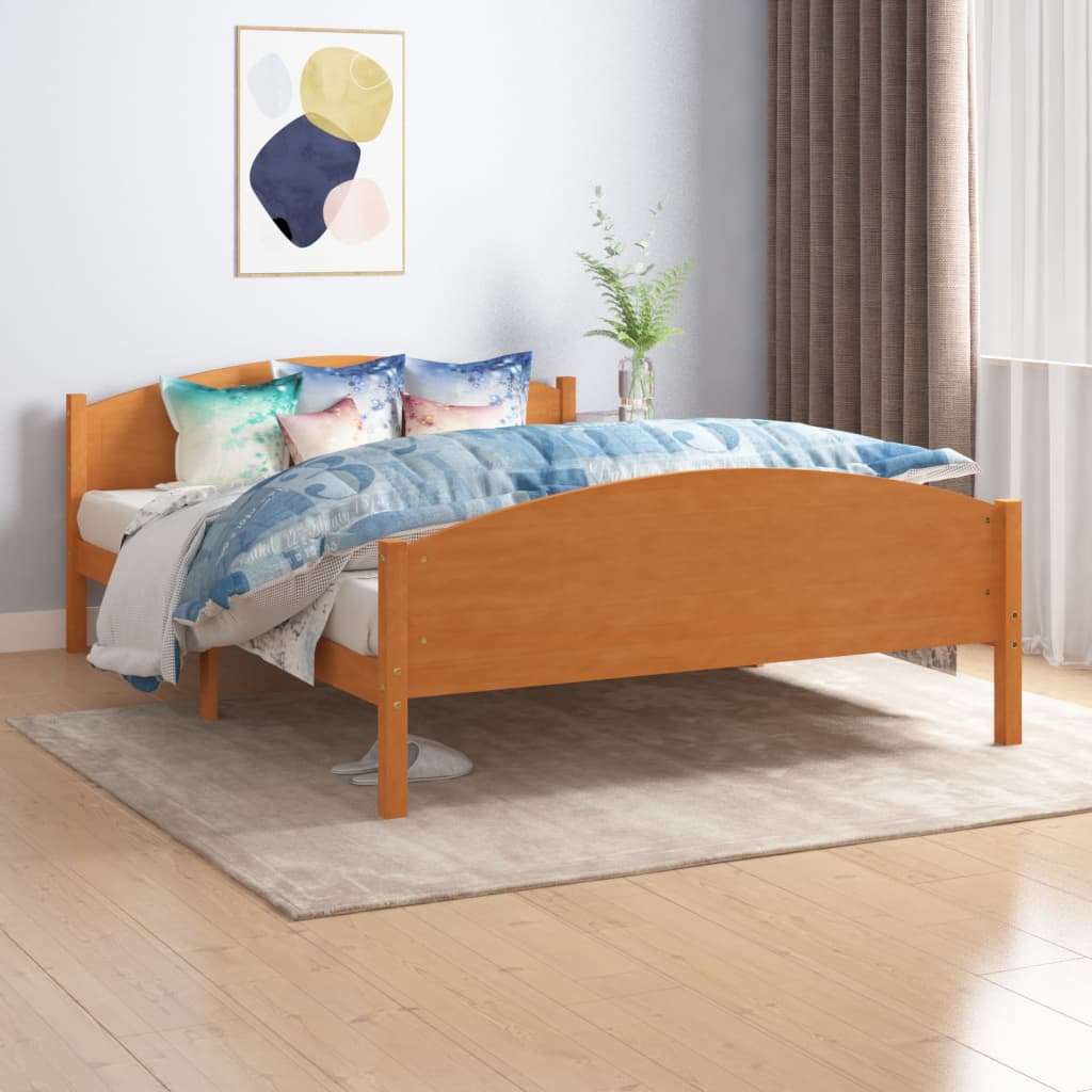 Bed Frame Without Mattress Solid Pine Wood 160X200Cm