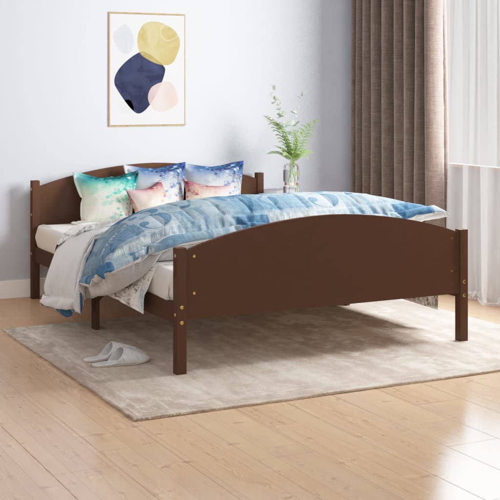 Bed Frame Without Mattress Solid Pine Wood 160X200Cm