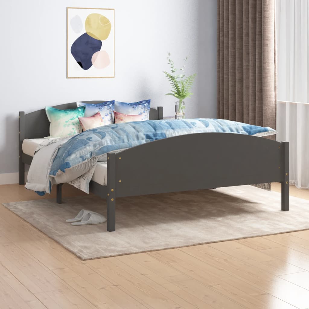 Bed Frame Without Mattress Solid Pine Wood 160X200Cm