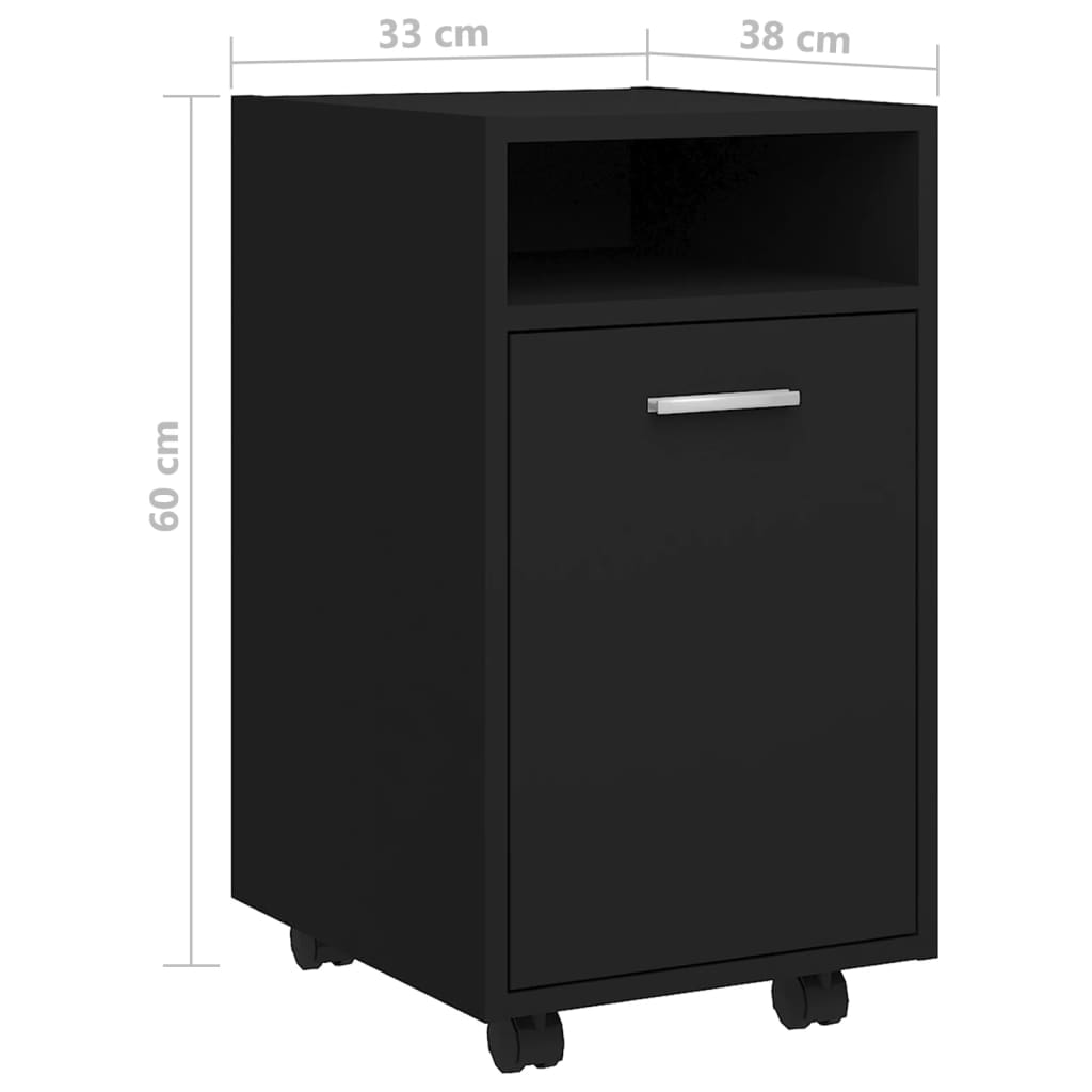 Side Cabinet With Wheels 33X38X60 Cm Engineered Wood