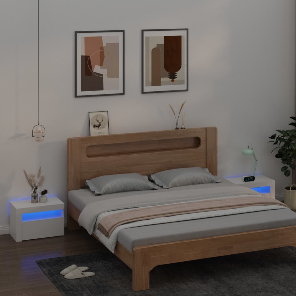 Bedside Cabinets 2 Pcs With Leds 60X35X40 Cm