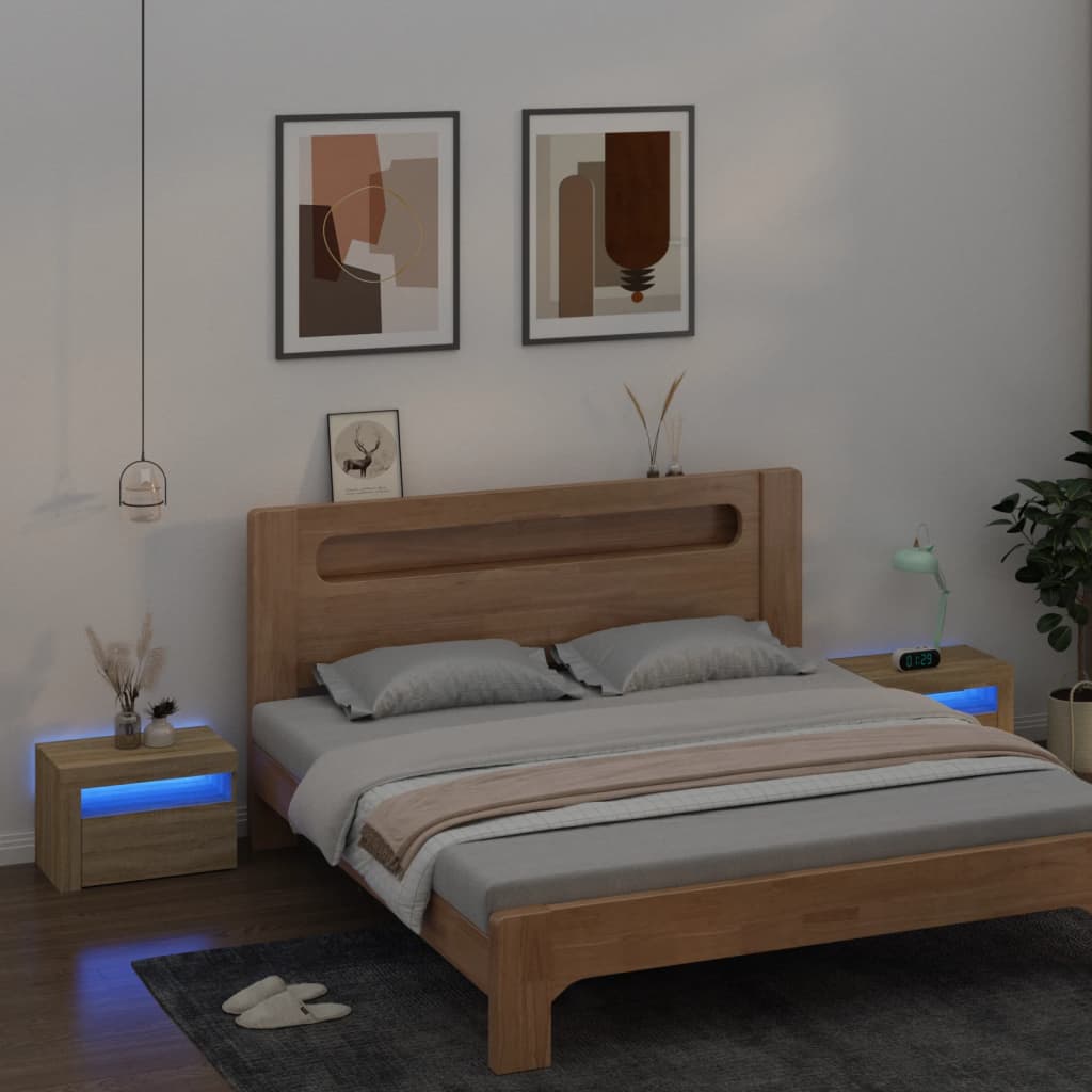 Bedside Cabinets 2 Pcs With Leds 60X35X40 Cm