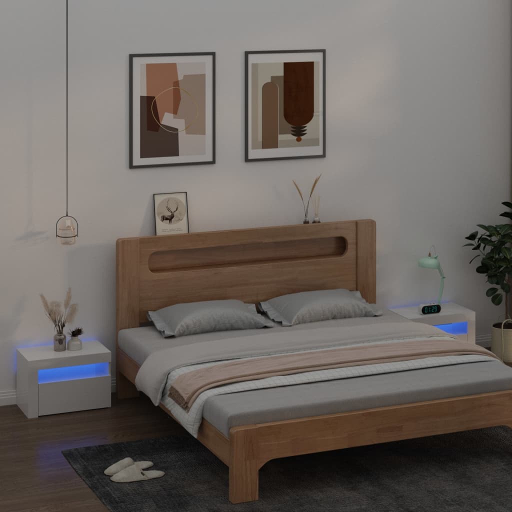 Bedside Cabinets 2 Pcs With Leds 60X35X40 Cm