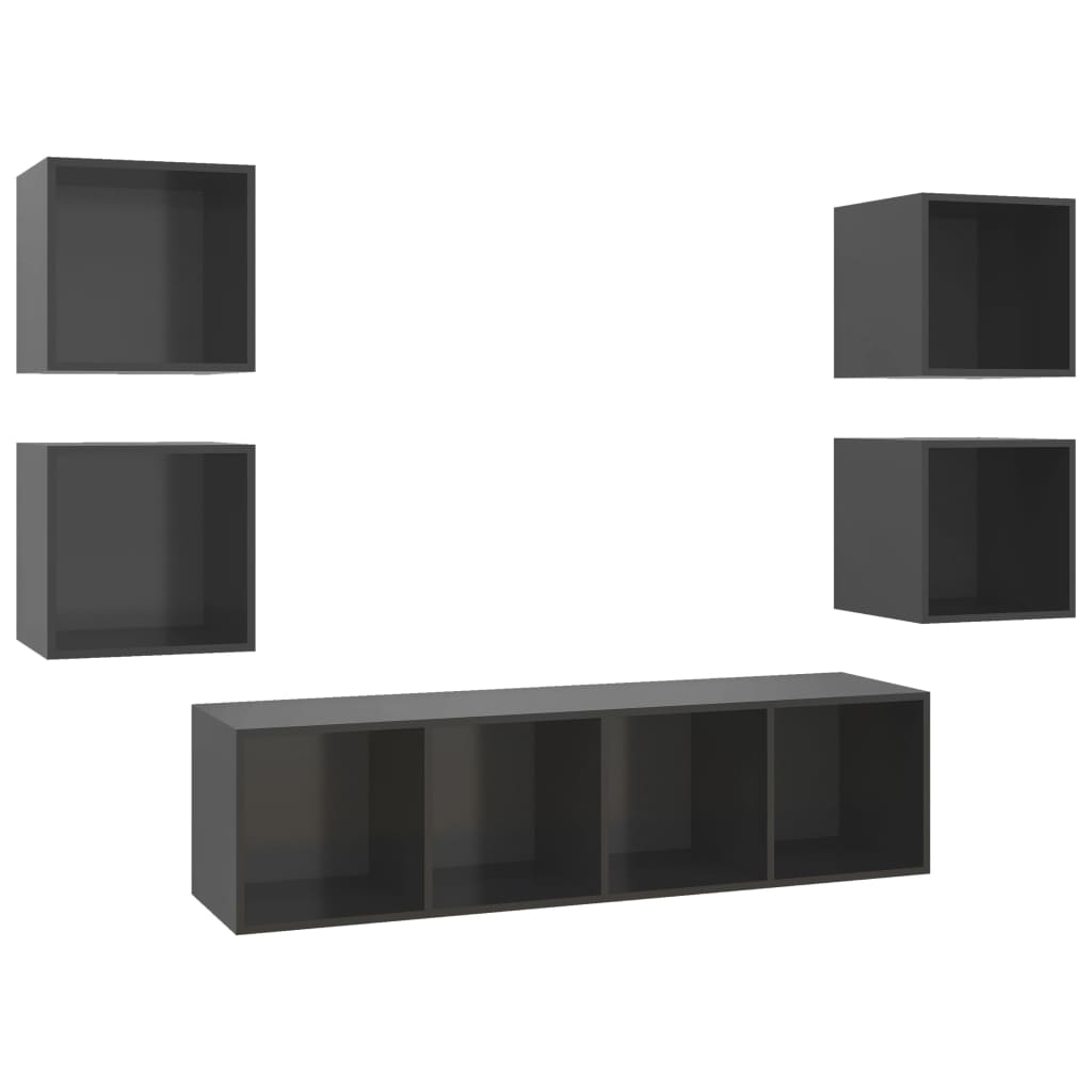 5 Piece Tv Cabinet Set Engineered Wood