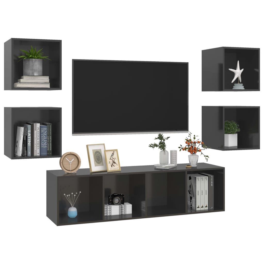 5 Piece Tv Cabinet Set Engineered Wood