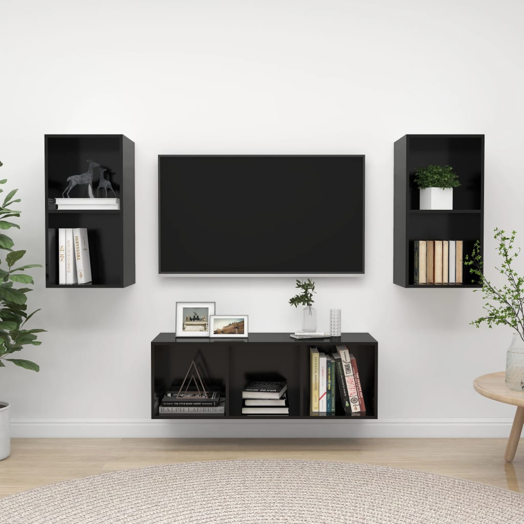 3 Piece Tv Cabinet Set Engineered Wood