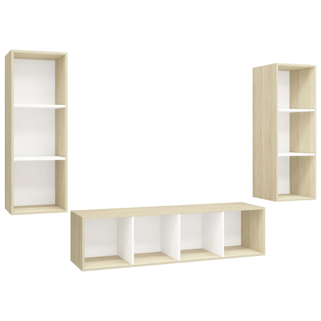 3 Piece Tv Cabinet Set Engineered Wood