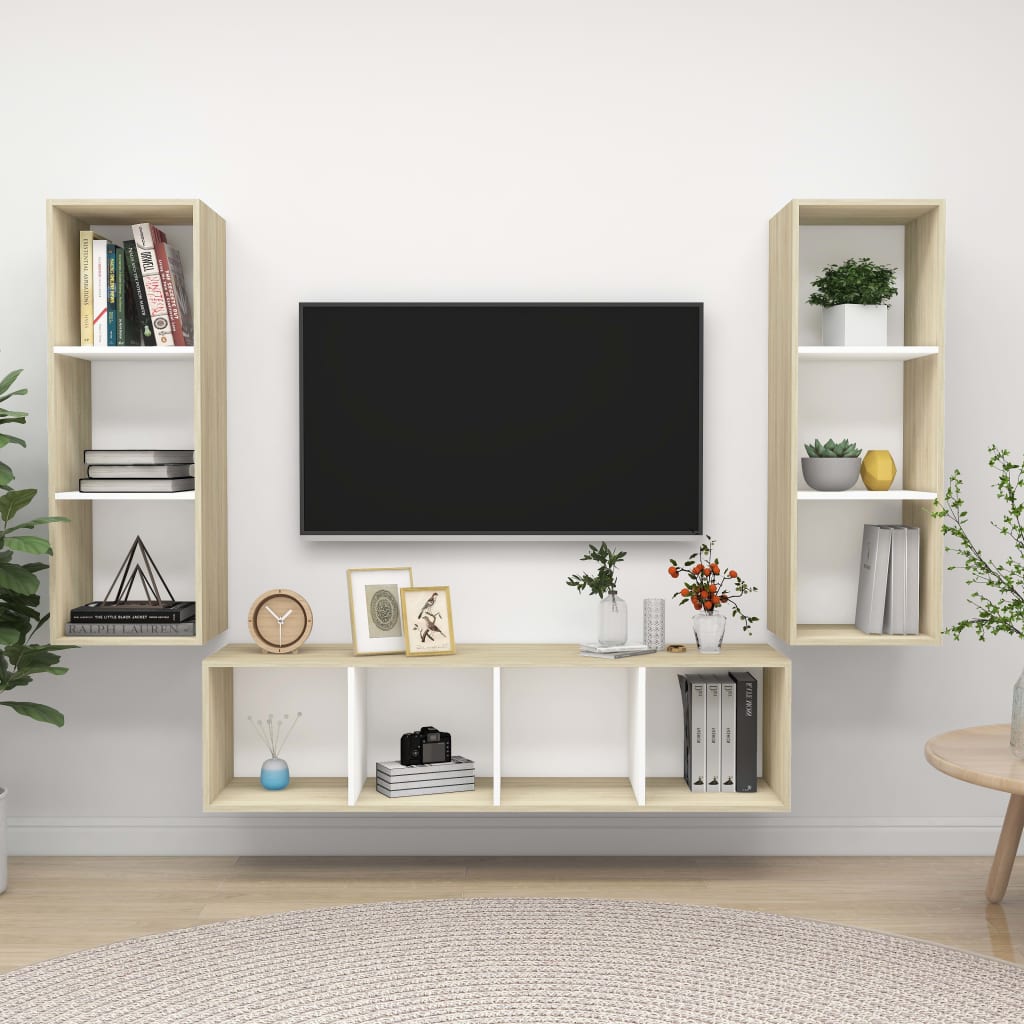 3 Piece Tv Cabinet Set Engineered Wood