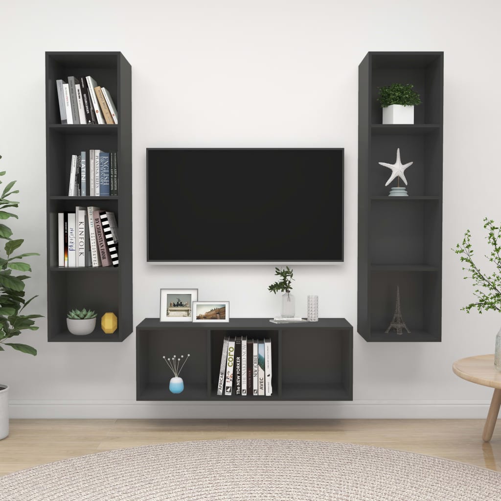 3 Piece Tv Cabinet Set Engineered Wood