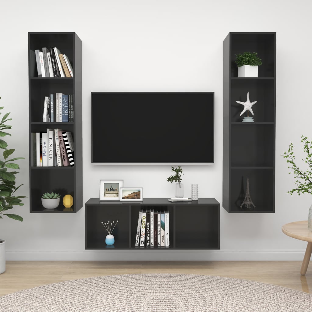 3 Piece Tv Cabinet Set Engineered Wood