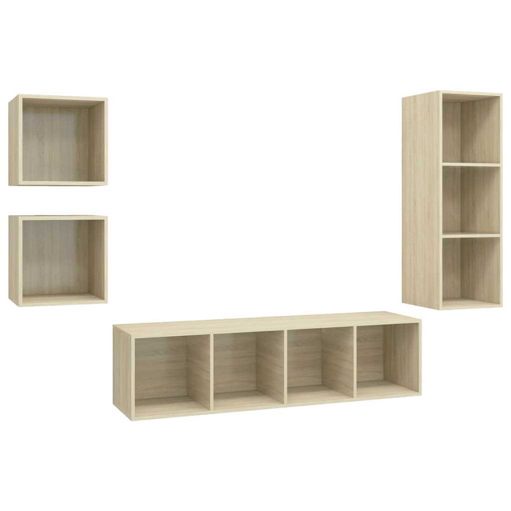 4 Piece Tv Cabinet Set Engineered Wood