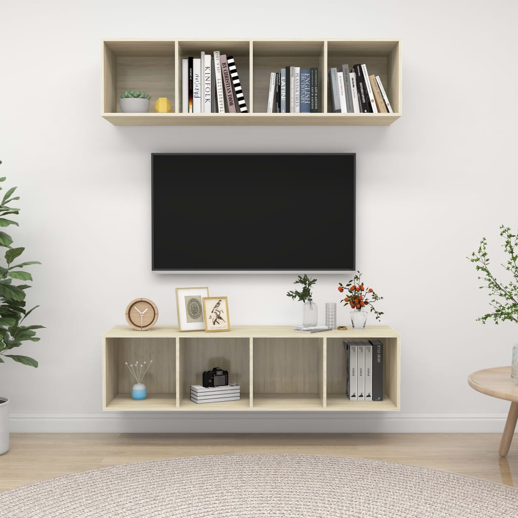 Wall-Mounted Tv Cabinets 2 Pcs Engineered Wood