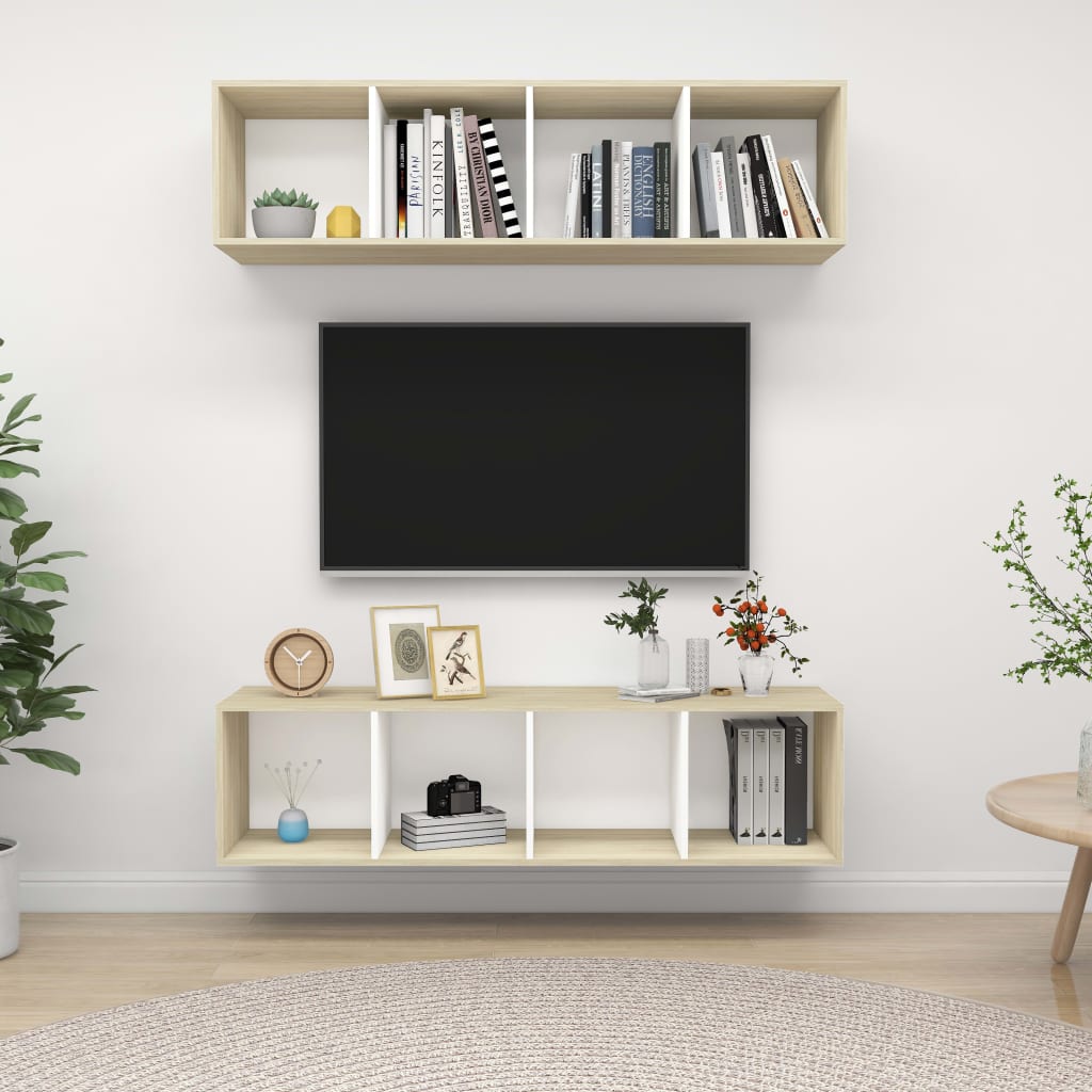Wall-Mounted Tv Cabinets 2 Pcs Engineered Wood
