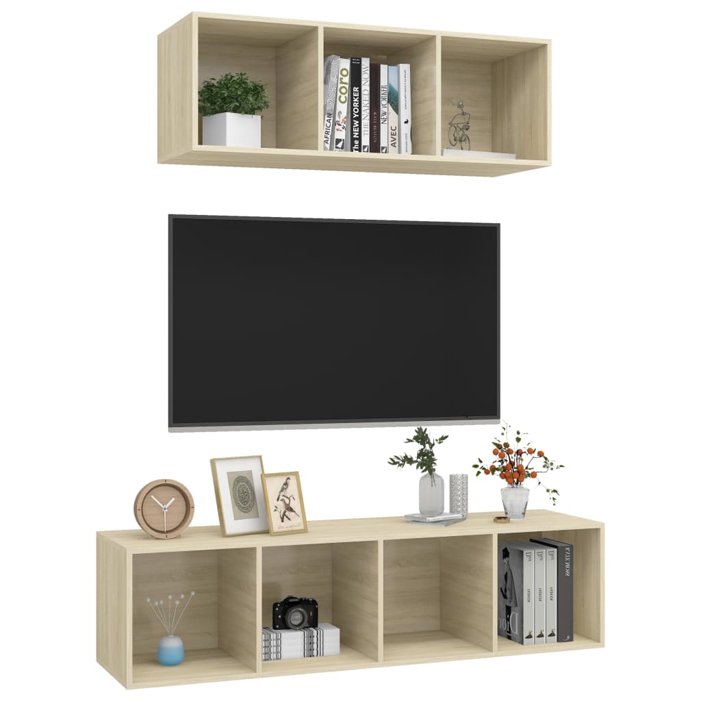 2 Piece Tv Cabinet Set Engineered Wood