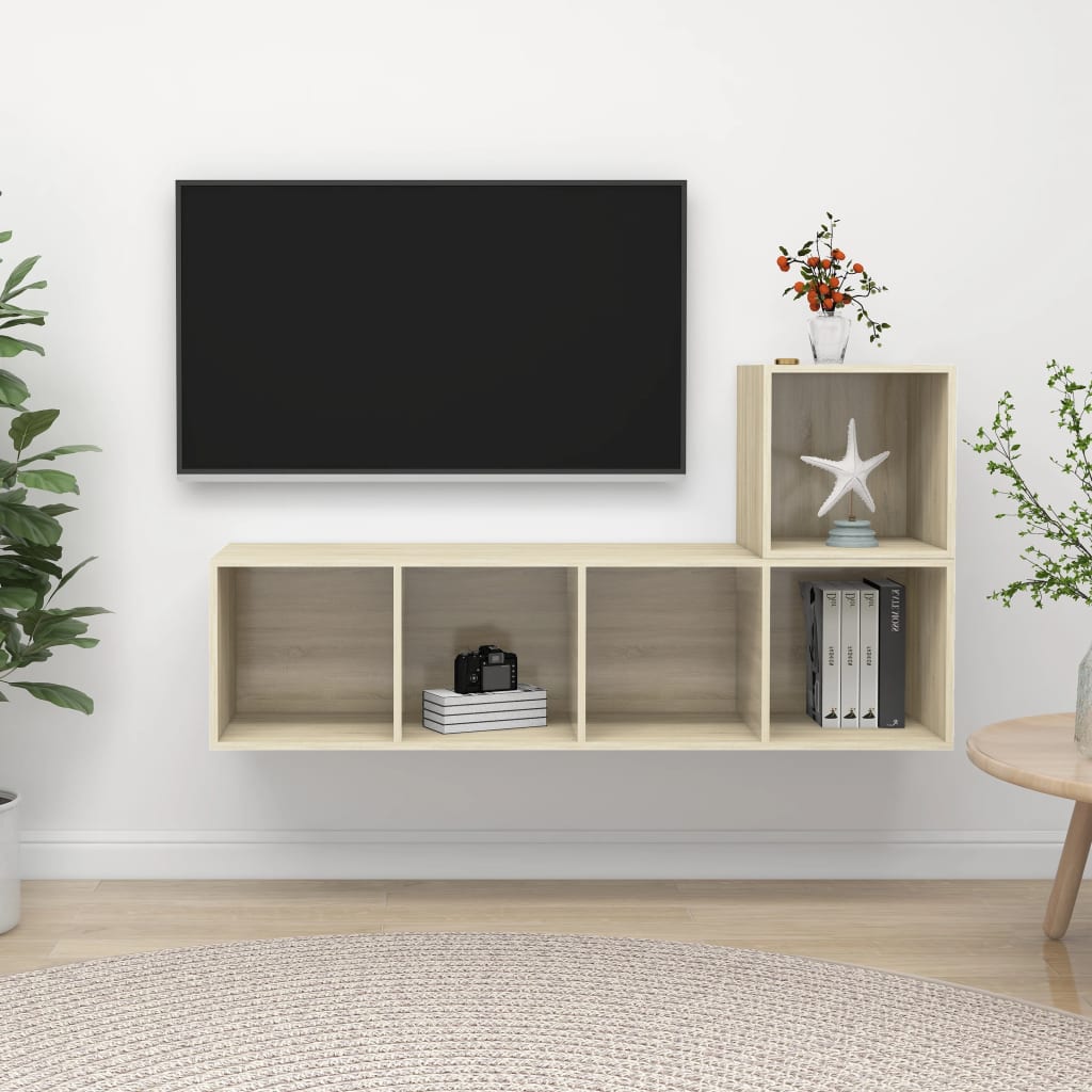 2 Piece Tv Cabinet Set Engineered Wood