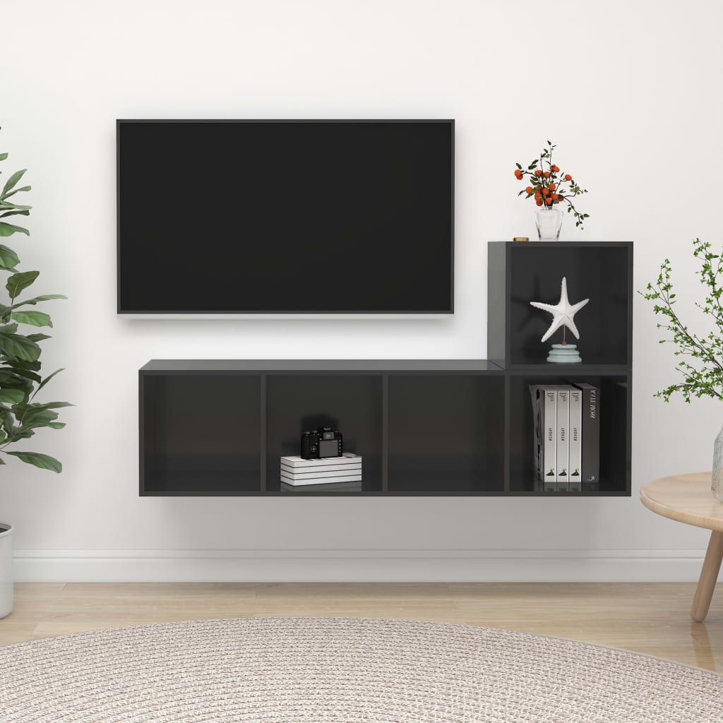 2 Piece Tv Cabinet Set Engineered Wood