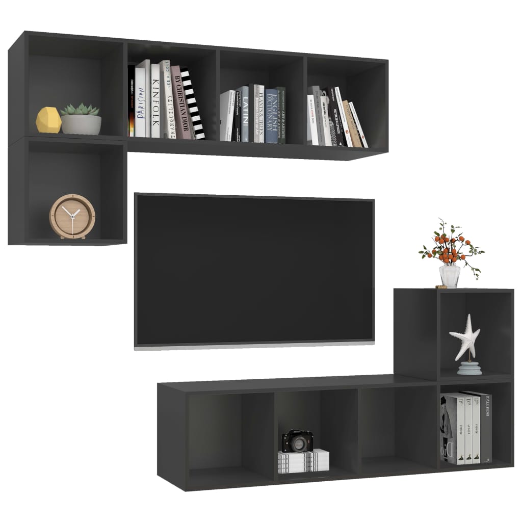 4 Piece Tv Cabinet Set Engineered Wood