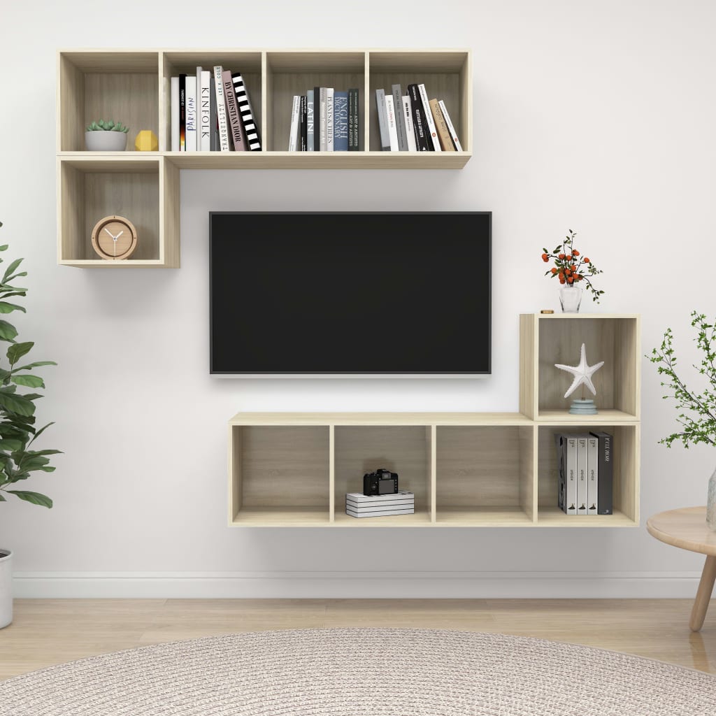 4 Piece Tv Cabinet Set Engineered Wood