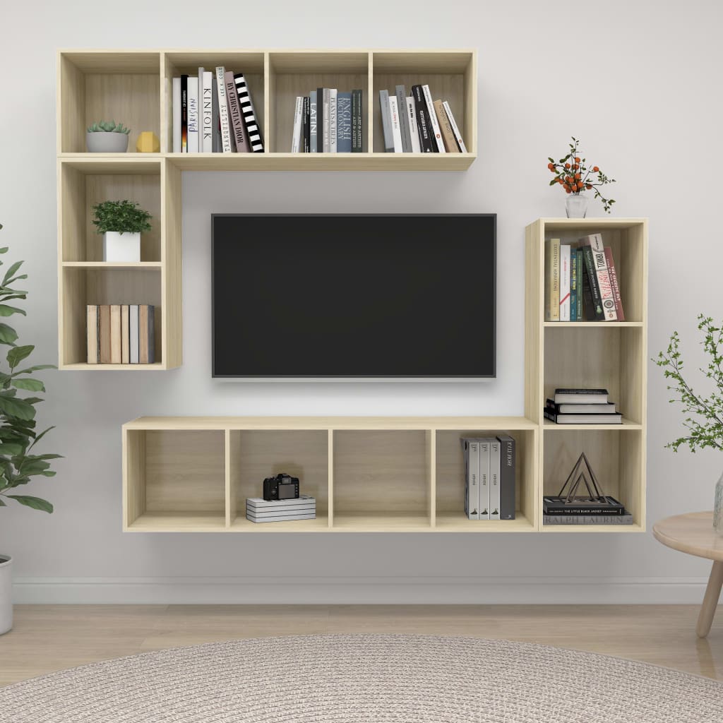 4 Piece Tv Cabinet Set Engineered Wood