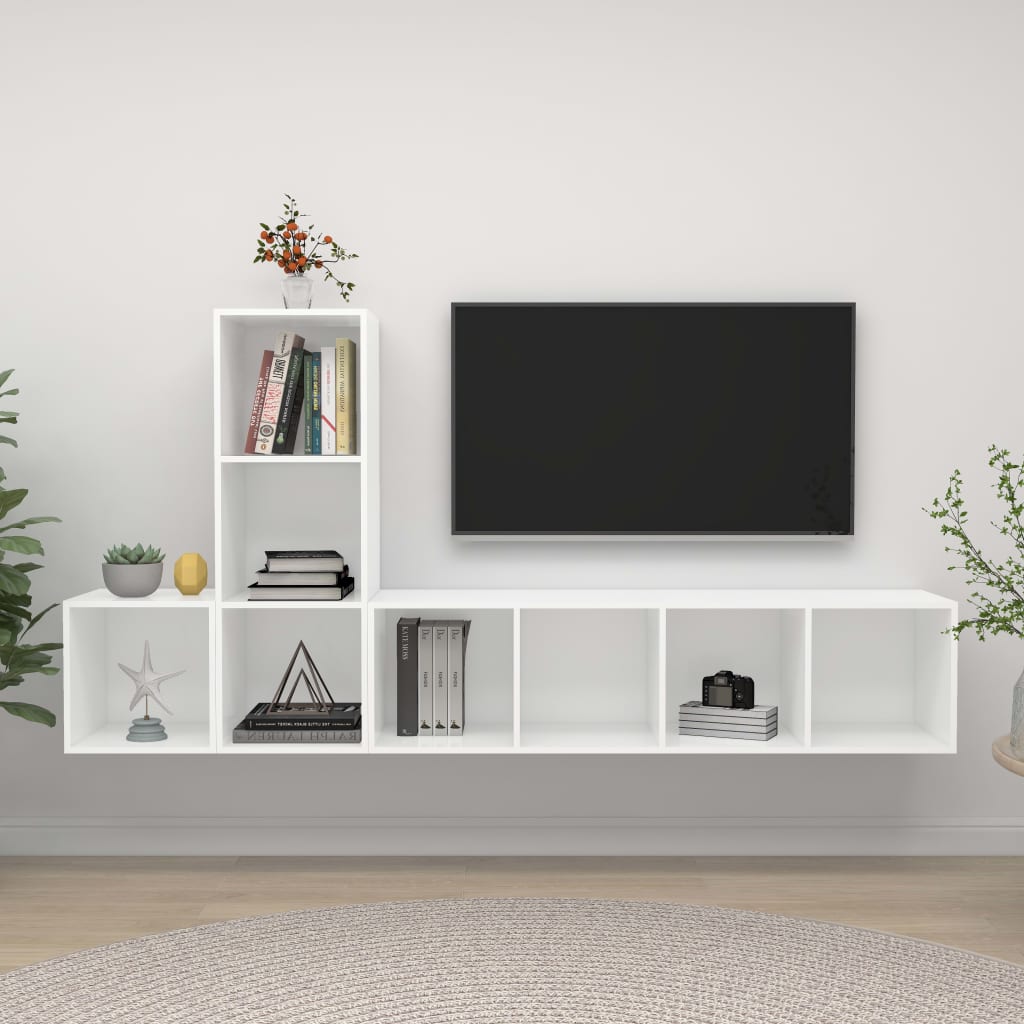 3 Piece Tv Cabinet Set Engineered Wood